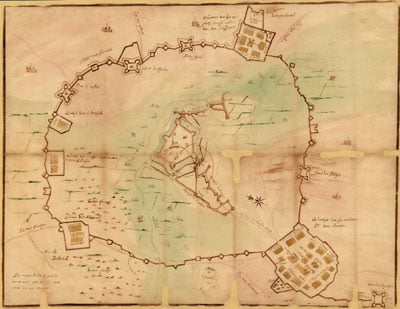 Kaart van de belegering van Groenlo in 1627