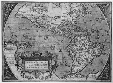 Kaart van Noord en Zuid Amerika Ortelius