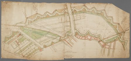 Werkkaart voor het ontwerp van de stadsvergroting 1660