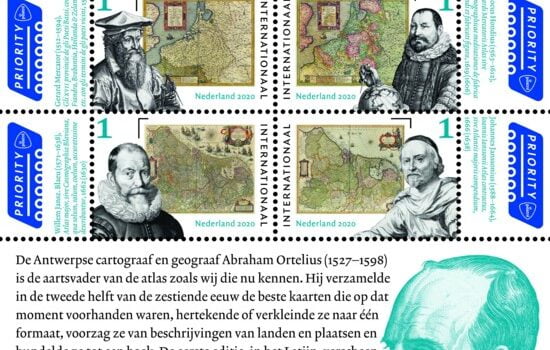 Het postzegelvel de eerste atlassen
