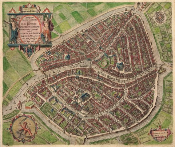 Kaart van Pieter Bast van Leiden, 1600